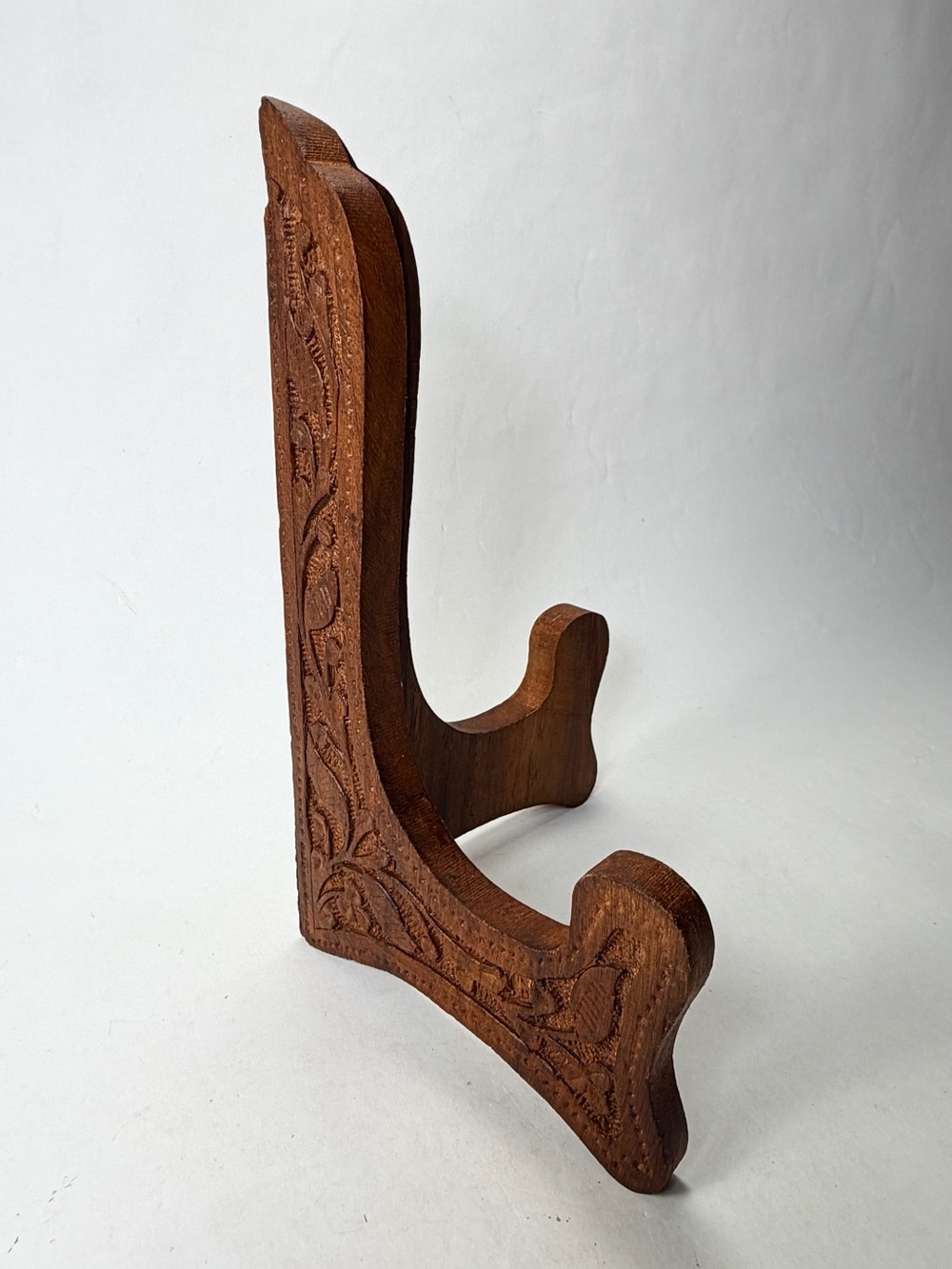 8 1/2" Hand-carved Wooden Folding Plate Picture Book Display Easel Made  India